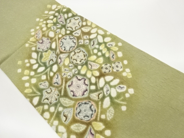 ふくれ織辻が花模様洒落袋帯